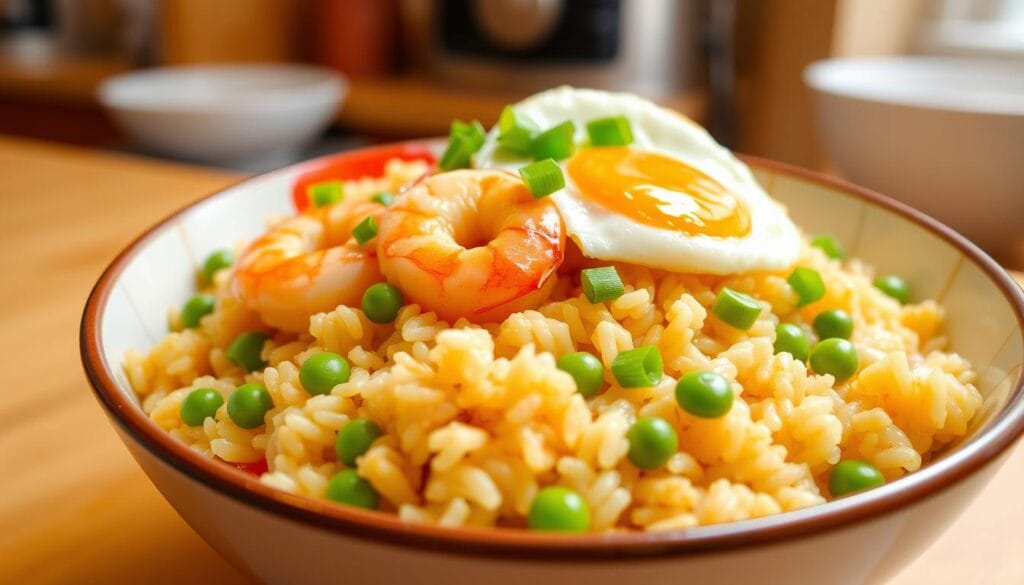 delicious fried rice with egg and shrimp delicious fried rice with egg and shrimp