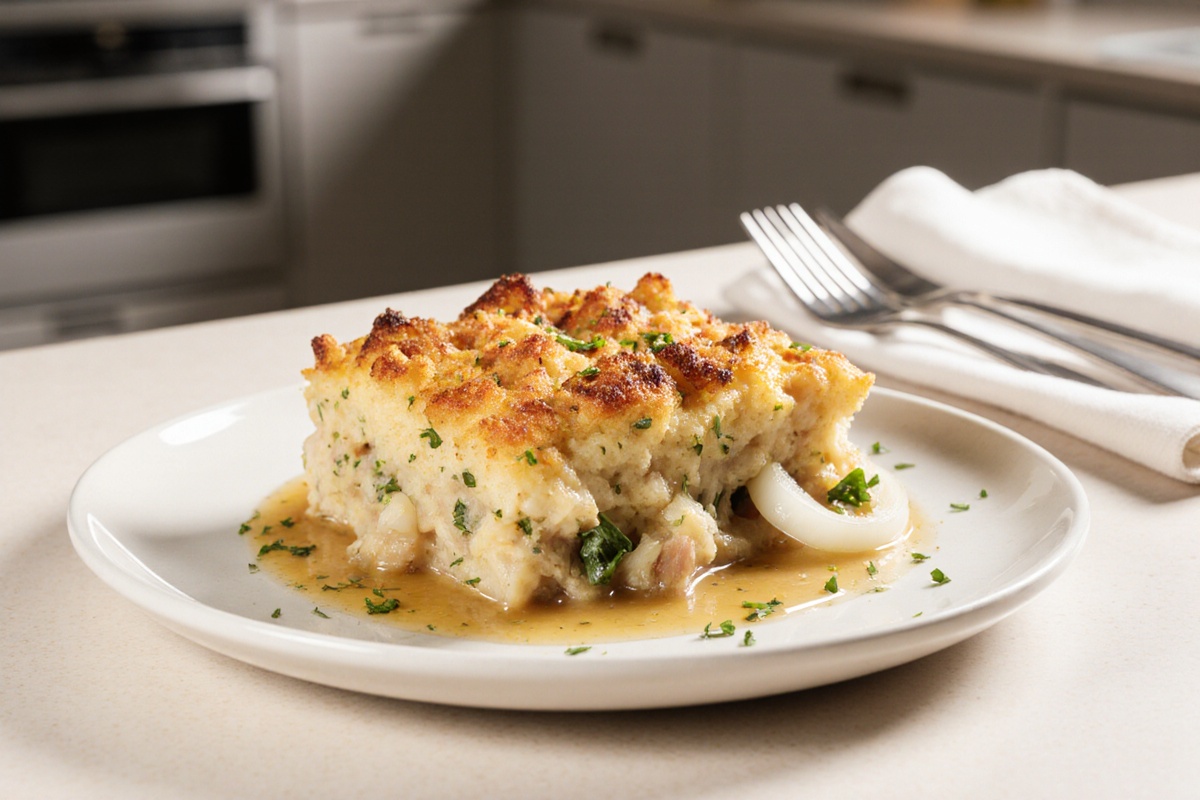 Rotisserie Chicken Stuffing Casserole